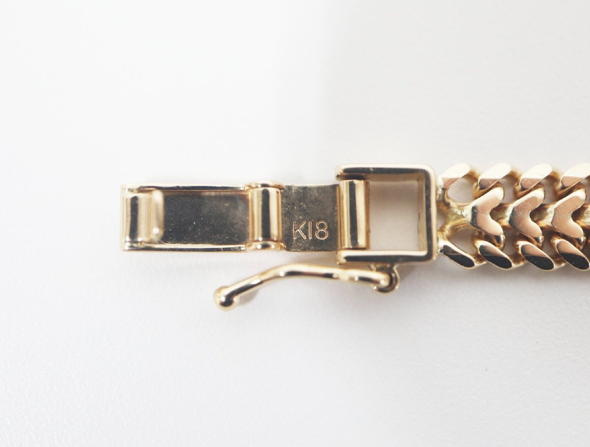 K18ki разделение плоский браслет 6 поверхность двойной 12.0g 6 men двойной желтое золото 18 золотой 750 YG [ б/у ] ювелирные изделия 