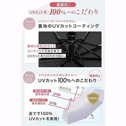 上質 ★モカベージュ★ 【現役皮膚科監修】 完全遮光 UVカット率100%認証 日傘 折りたたみ傘 晴雨兼用 日傘兼用雨傘 レディース 男女兼用_画像4