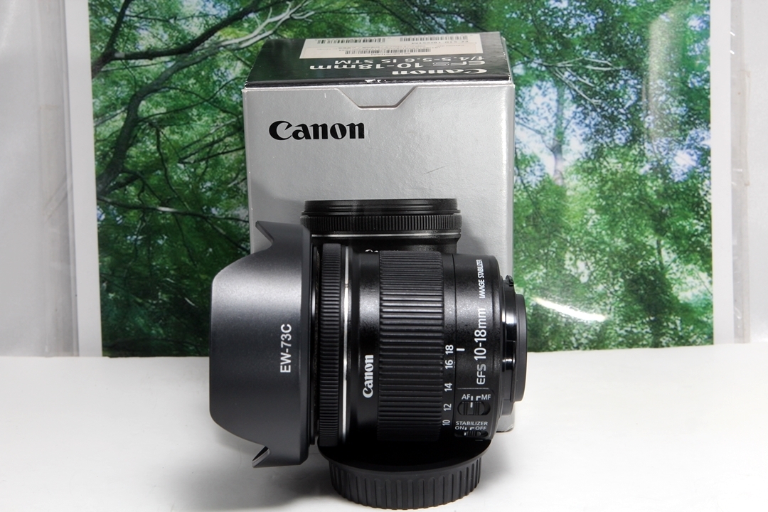 ☆手ぶれ補正するめちゃ軽い超広角レンズ♪canon EF-S10-18mm IS STM♪新品レンズフード付きで気分はプロカメラマン♪元箱付き☆