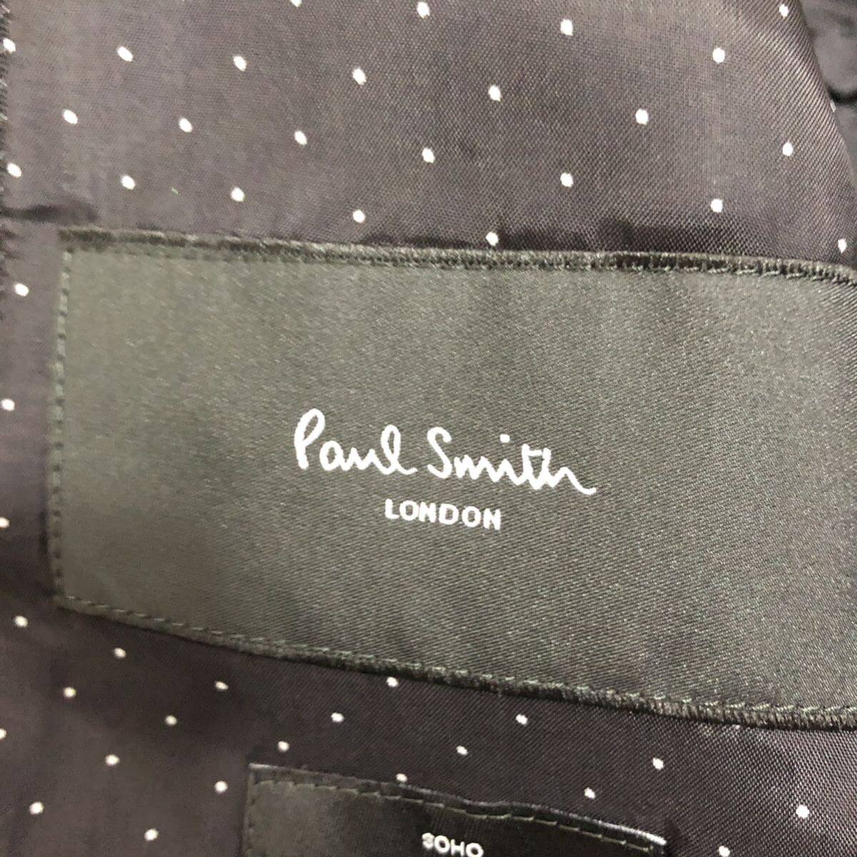 極美品 ポールスミス Paul Smith セットアップ スーツ テーラードジャケット シルク混 裏地ドット 背抜き ストライプ ブラック黒 メンズ の画像5