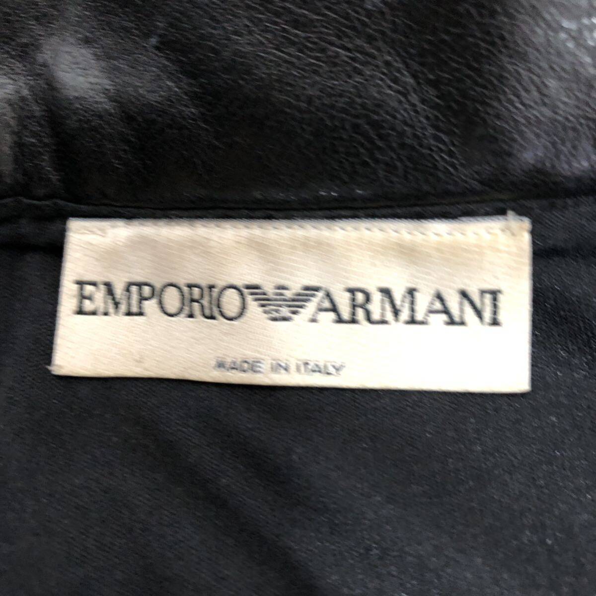 希少XL エンポリオ アルマーニ EMPORIO ARMANI メンズ パンツ ライダースパンツ フェイクレザー ブラック黒 イタリア製 50 カジュアル の画像8