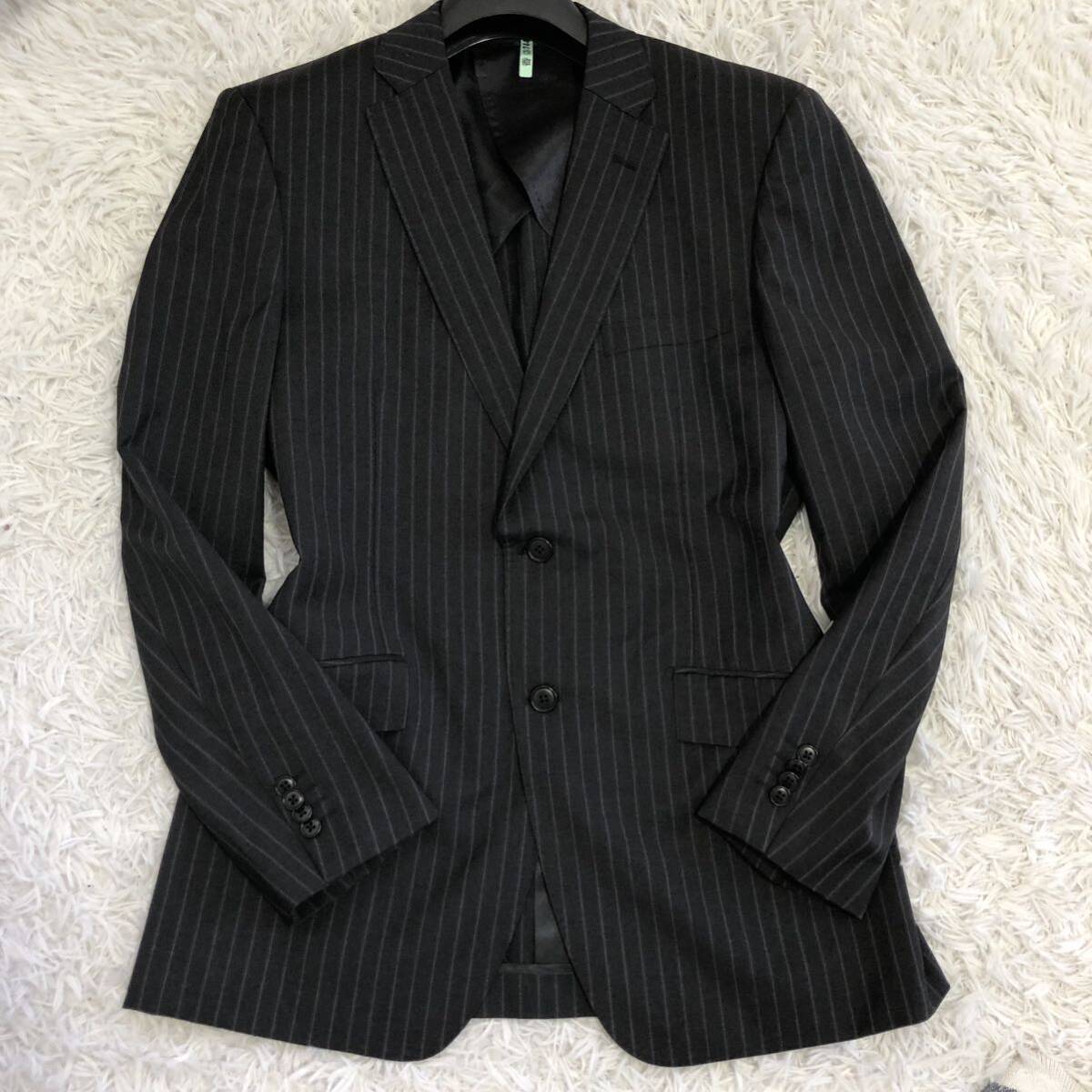  beautiful goods mi loading neMITSUMINE REDA SUPER100\'S setup suit tailored jacket wool stripe gray series AB7