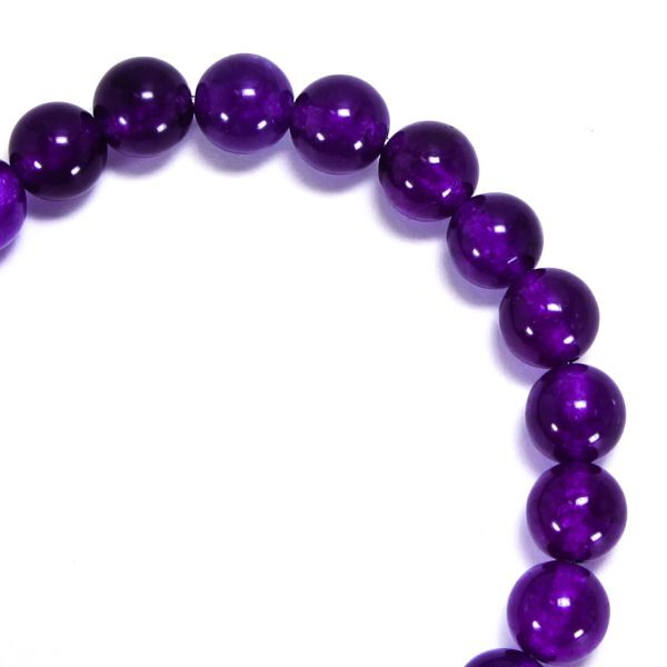 パープル・カルセドニー　紫玉髄１６㎝　８mm珠　未使用_画像3