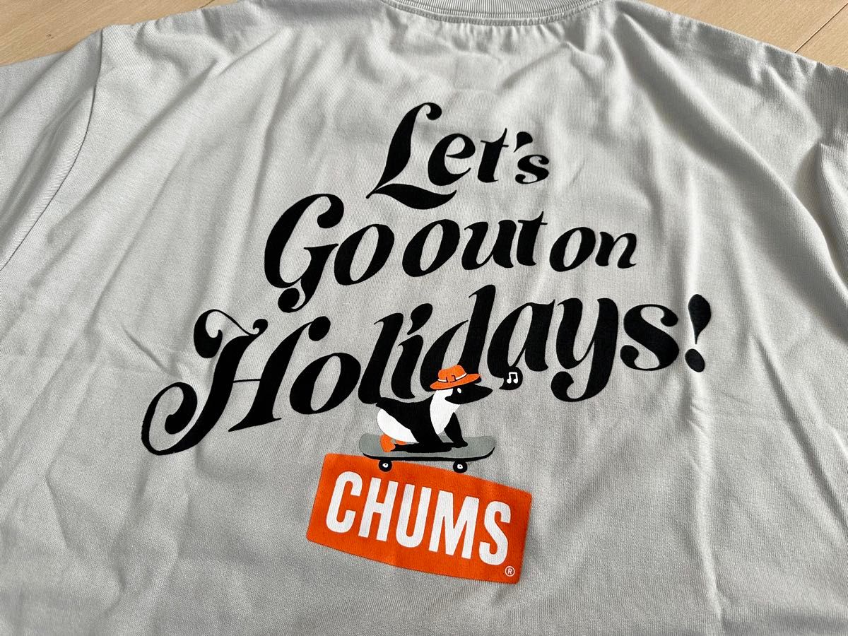 訳あり 新品 CHUMS チャムス Tシャツ バック プリント ブービー バード グレー XL 吸水 速乾 背面 スケート ボード