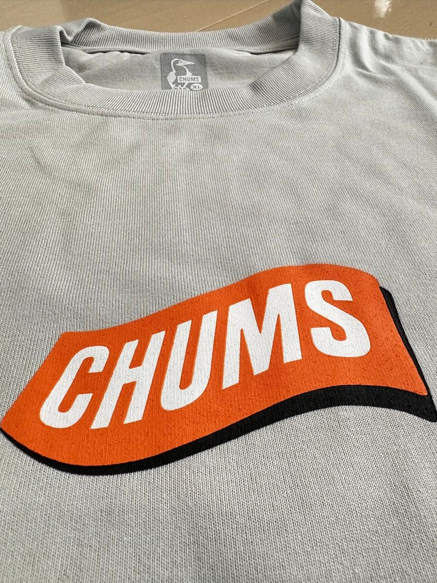 訳あり 新品 CHUMS チャムス Tシャツ バック プリント ブービー バード グレー XL 吸水 速乾 背面 スケート ボード