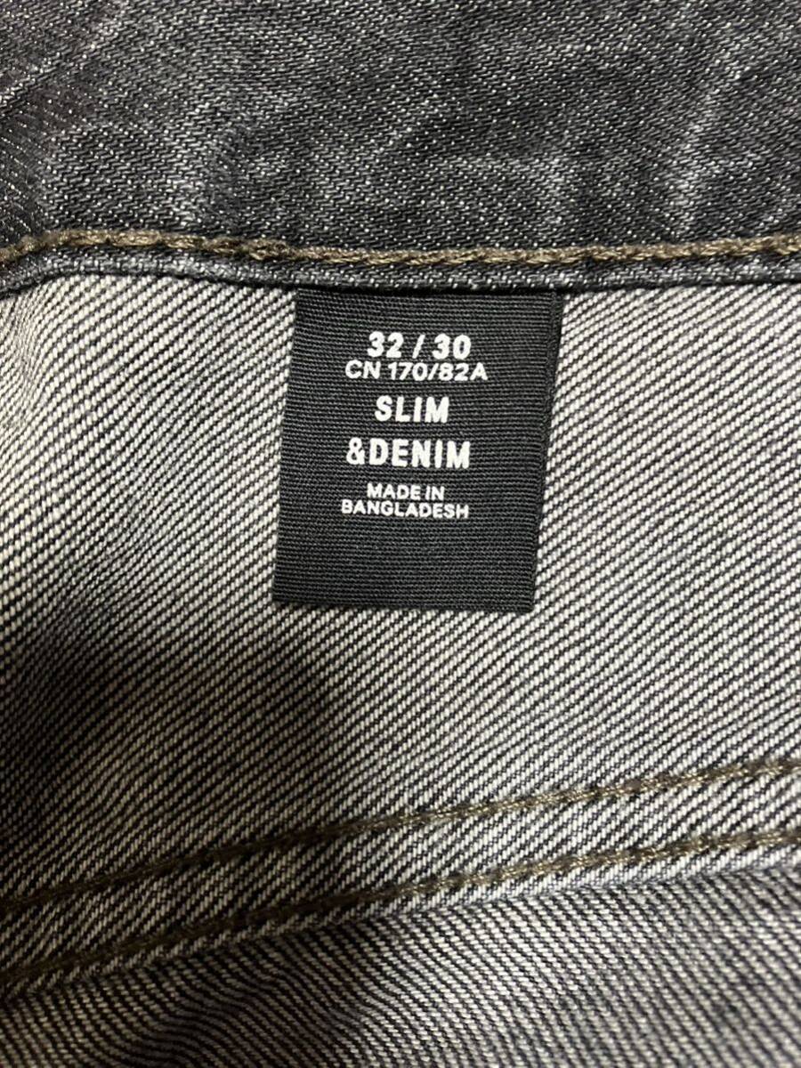 中古 H&M &DENIM SLIM FIT ブラック ジーンズ W34.5 L31 エイチアンドエム 送料無料