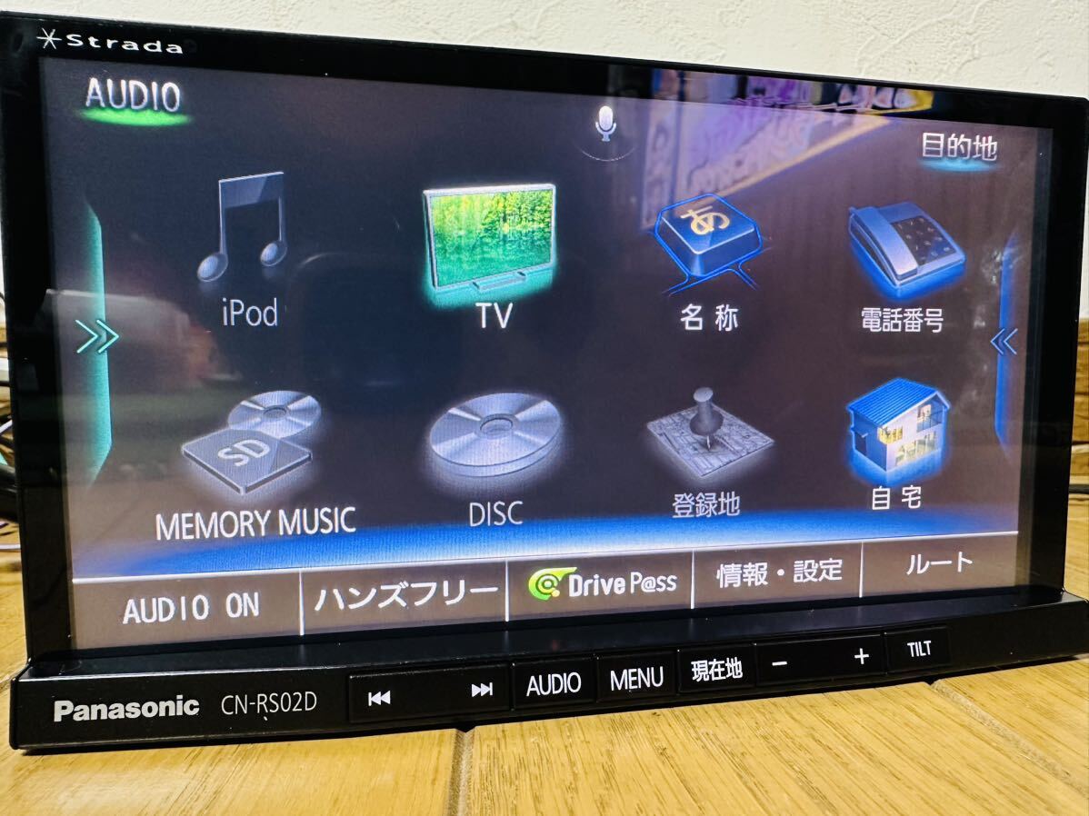 2019年度版地図 ストラーダ CN-RS02D 地デジフルセグ Panasonic純正新品アンテナキット付 HDMI Bluetooth USB ハンズフリー