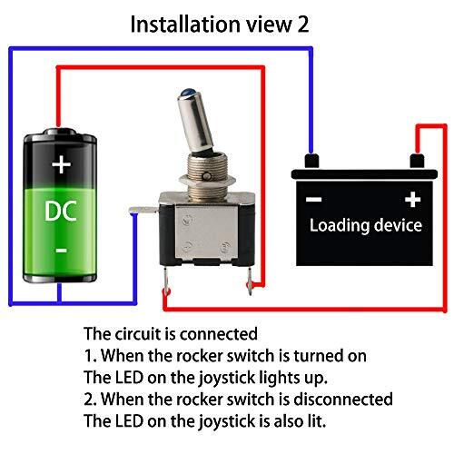 ONOFF SPST レッドカバーロッカートグルスイッチ LED搭載 20A 12V 3極タイプ DC ミサイルスイッチ 赤色 3_画像5