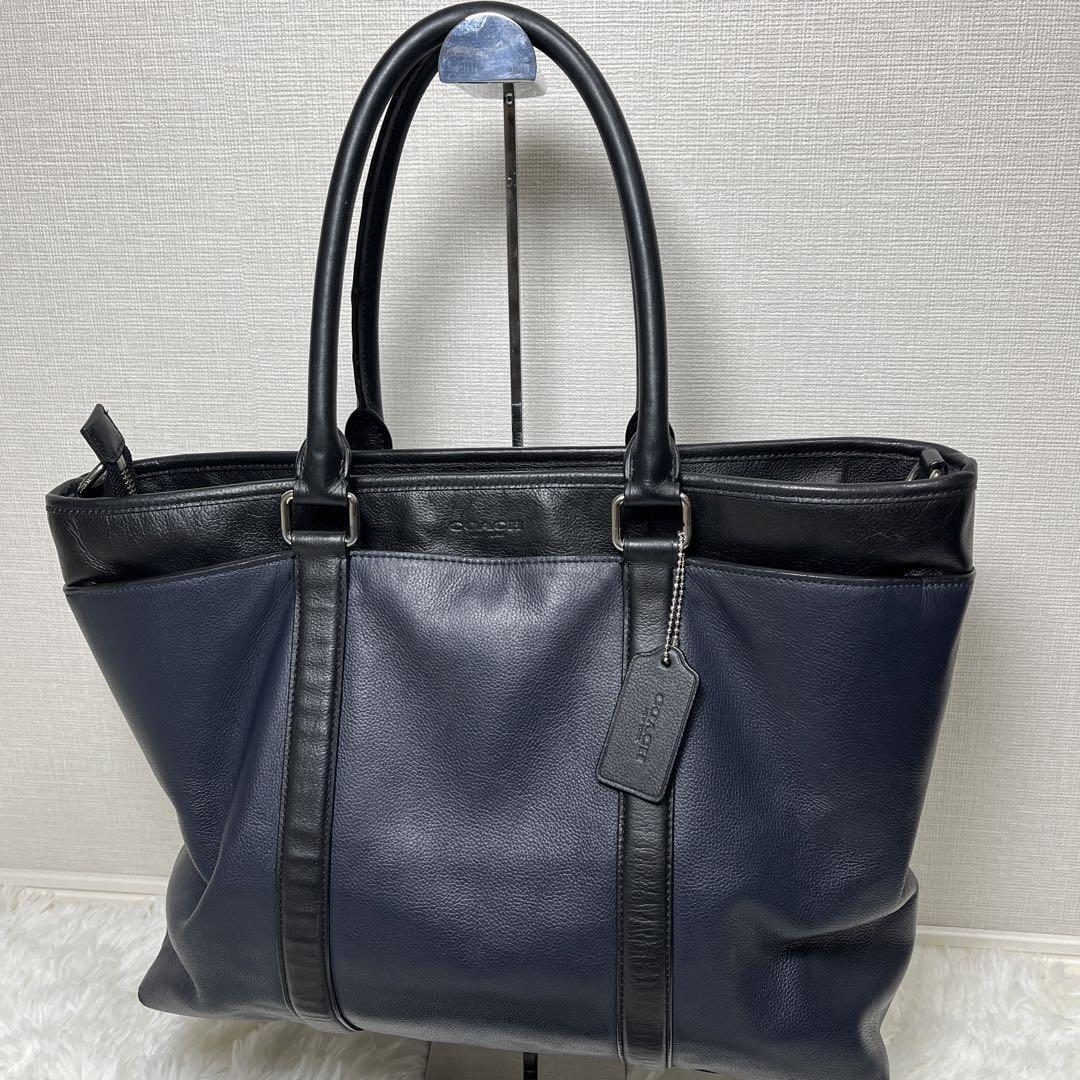 COACH メトロポリタン トートバッグ オールレザー A4収納 ネイビー_画像2