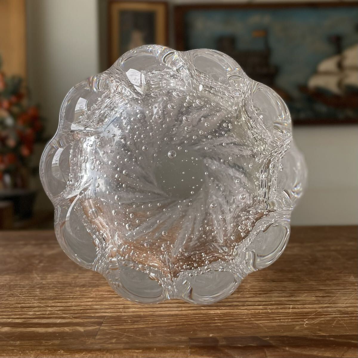 KCK270 Vintage пузырь стекло цветок основа ваза 