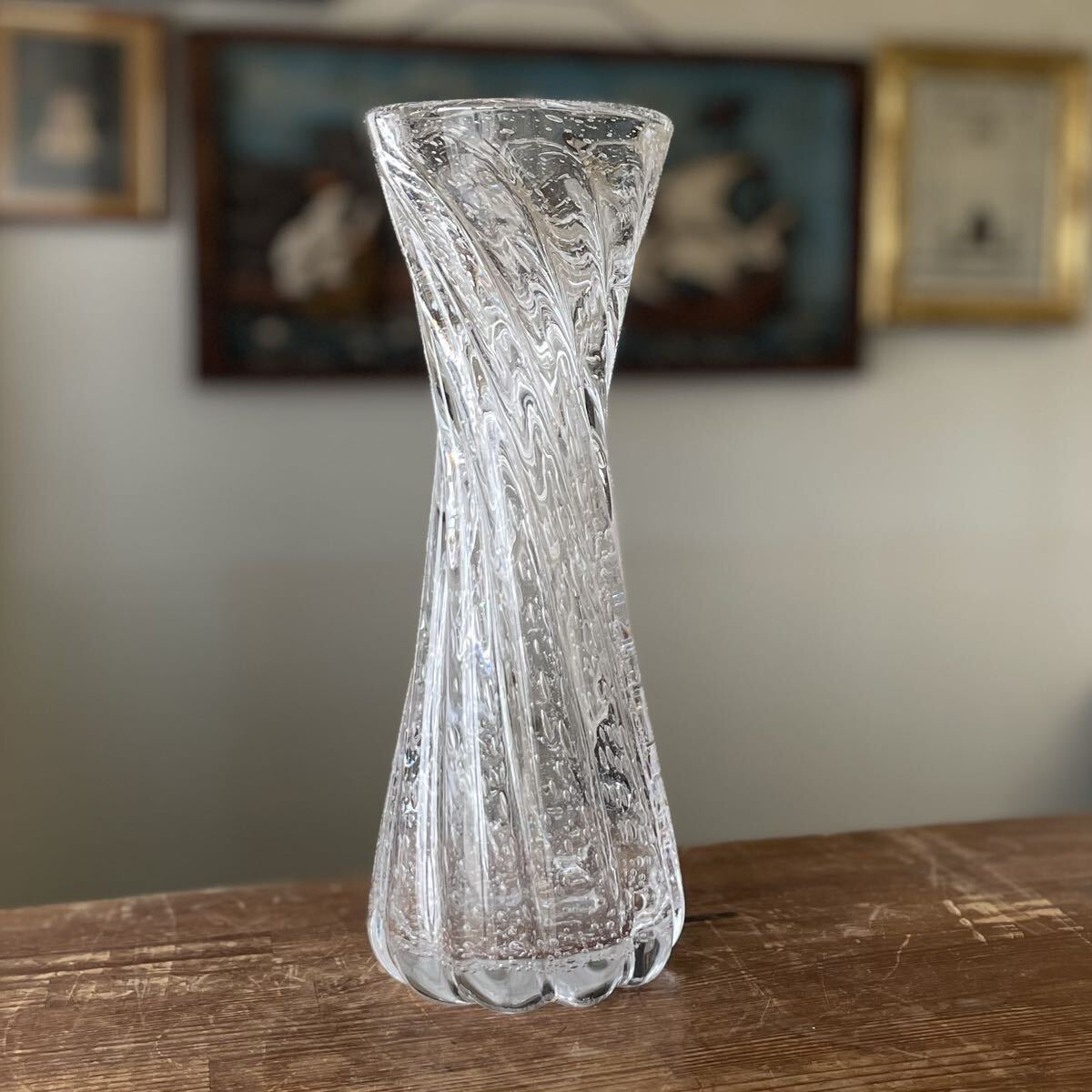 KCK270 Vintage пузырь стекло цветок основа ваза 