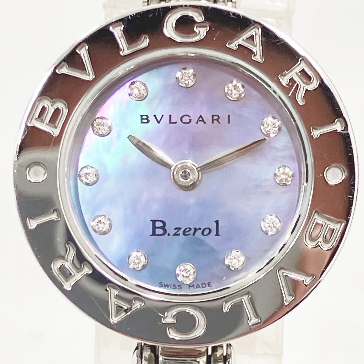 稼働品 BVLGARI ブルガリ ビーゼロ B-zero1 バングル ダイヤ12P クオーツ レディース時計 BZ22S ブルーシェル文字盤 R店0430の画像2