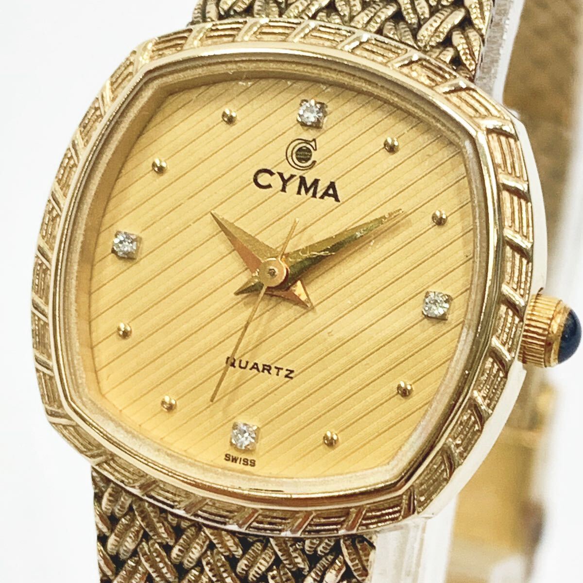 CYMA シーマ 616S 4Pダイヤ クオーツ QZ レディース腕時計 ゴールド ヴィンテージ R店0420☆の画像1