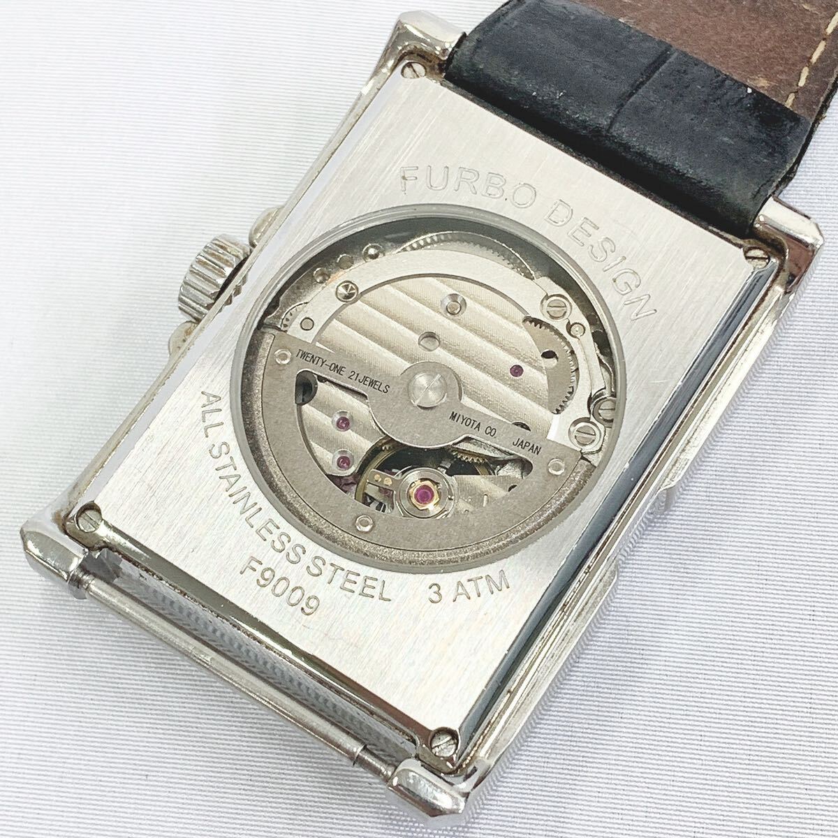  operation goods Furbo fulvic DESIGN F9009 self-winding watch men's wristwatch square reverse side ske21 stone black black skeleton R shop 0506*