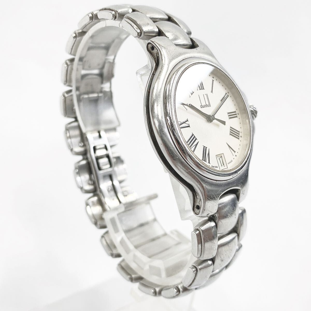 dunhill Dunhill millenium кварц мужские наручные часы белый циферблат Date Rome n знак ремень оригинальный R магазин 0506*