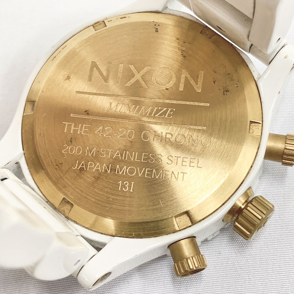 NIXON ニクソン MINIMIZE THE 42-20 CHRONO クオーツ メンズ腕時計 ホワイト×ゴールド 白文字盤 クロノグラフ R店0506☆_画像5