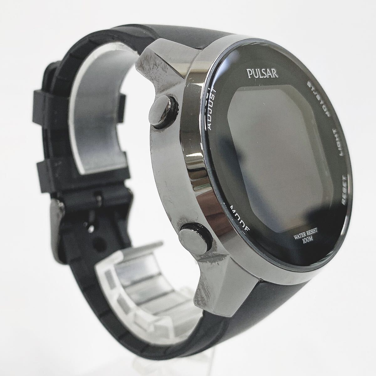 SEIKO セイコー PULSAR パルサー W861-X006 デジタル メンズ腕時計 黒 ブラック ラバーベルト R店0506☆_画像3