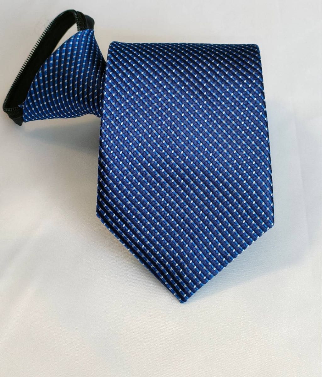 ワンタッチ ネクタイ　5本セット　まとめ売り　簡単装着　ストライプ　黒　青 ブルー 