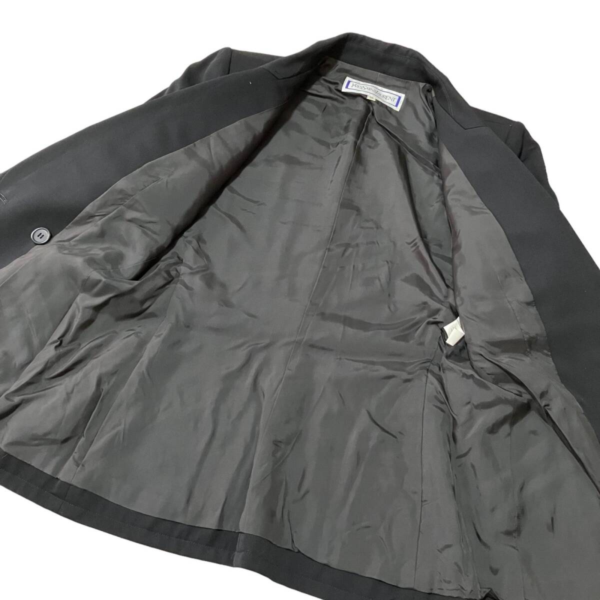 SAINT LAURENT サンローラン ジャケット パンツ スーツ ダブル セットアップ ゴールドボタン 黒系 ウール100％ ヴィンテージ レディース Mの画像5