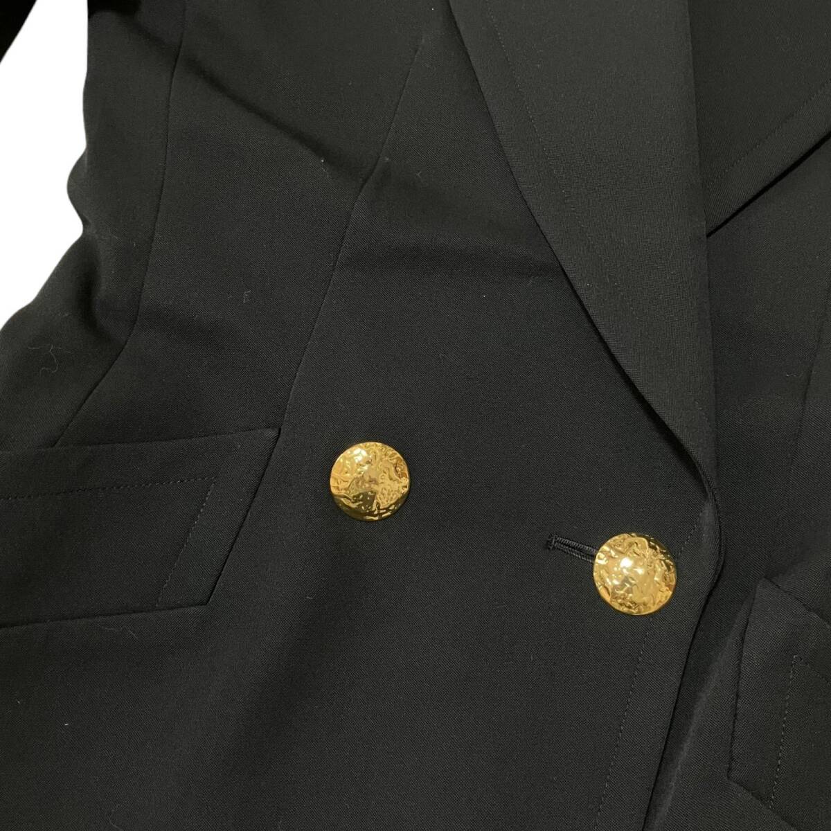 SAINT LAURENT サンローラン ジャケット パンツ スーツ ダブル セットアップ ゴールドボタン 黒系 ウール100％ ヴィンテージ レディース Mの画像8