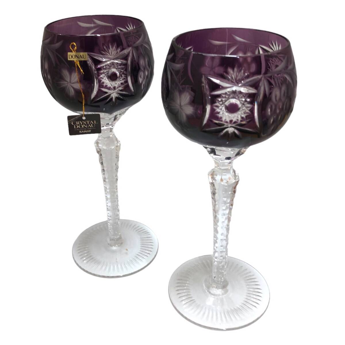 * wine glass pair set CRYSTAL DONAU crystal Donna u purple purple cut . glass 