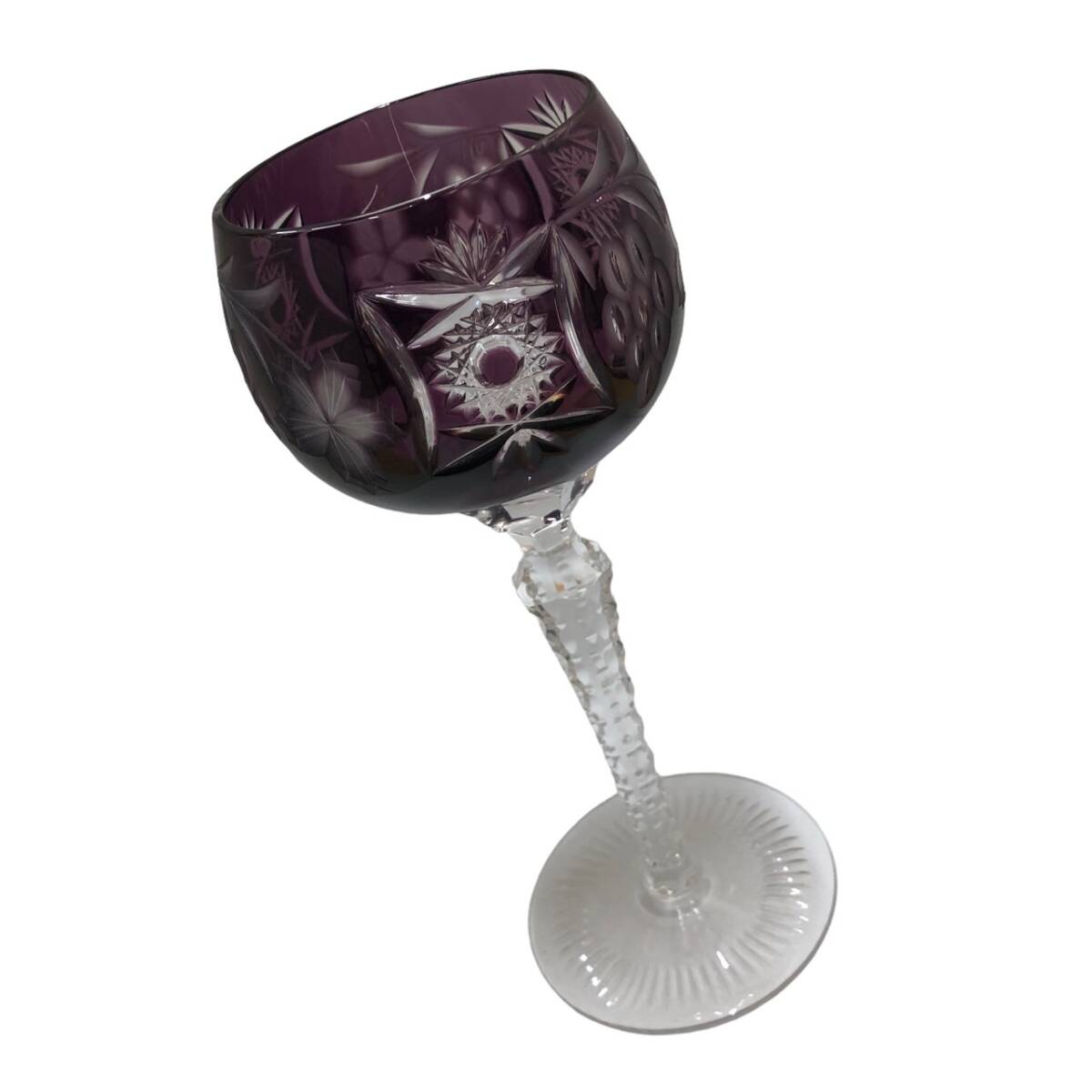 * wine glass pair set CRYSTAL DONAU crystal Donna u purple purple cut . glass 