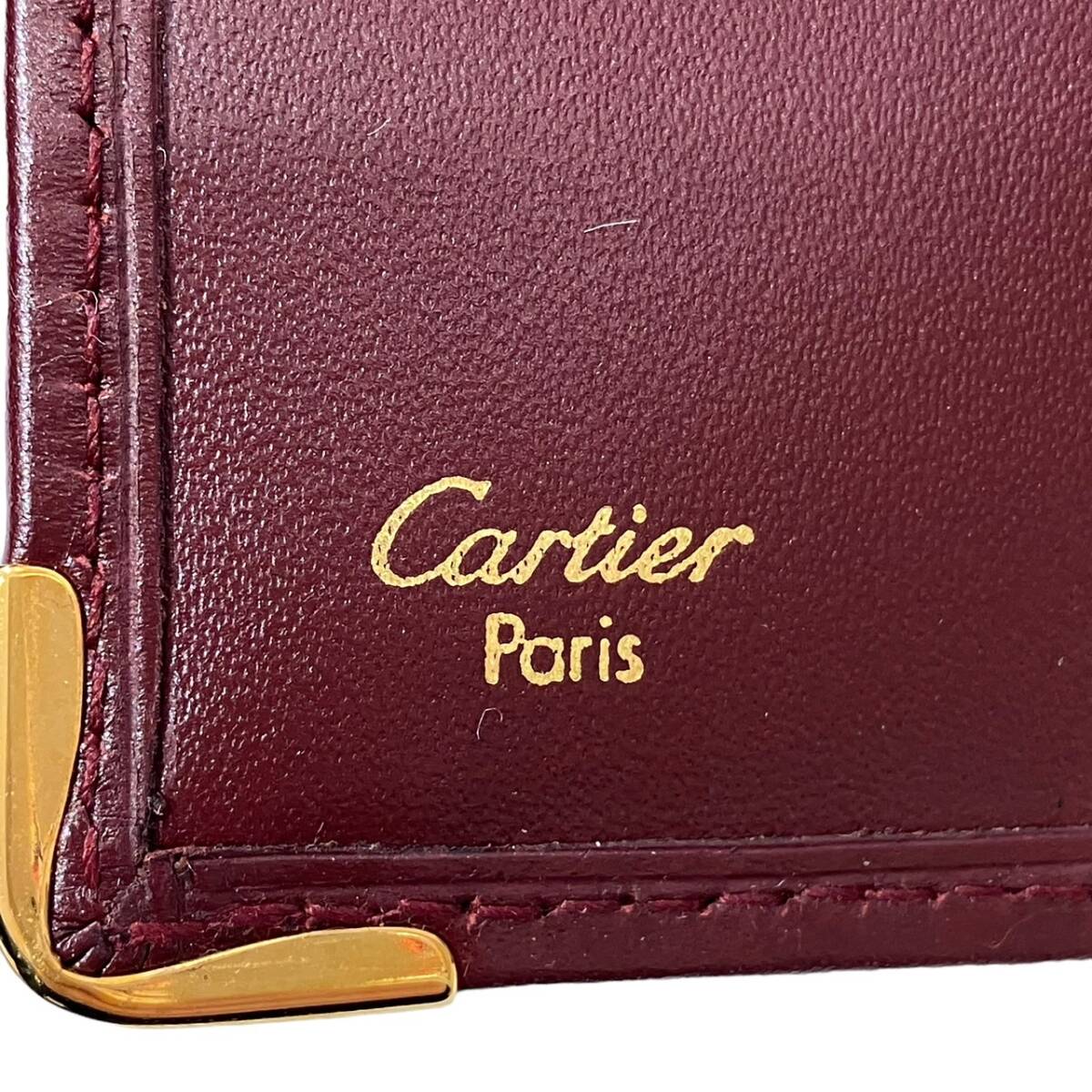 CARTIER カルティエ マストライン ボルドー系 レザー 小銭入れあり 美品 二つ折り財布の画像8