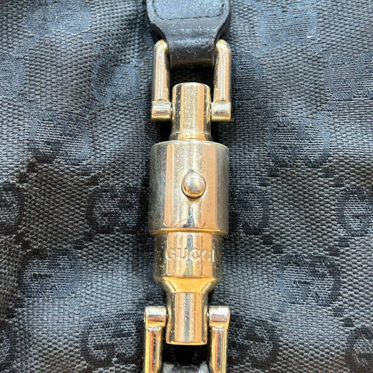 GUCCI Gucci GG парусина сумка на плечо новый домкрат - черный Gold металлические принадлежности 124407 2123