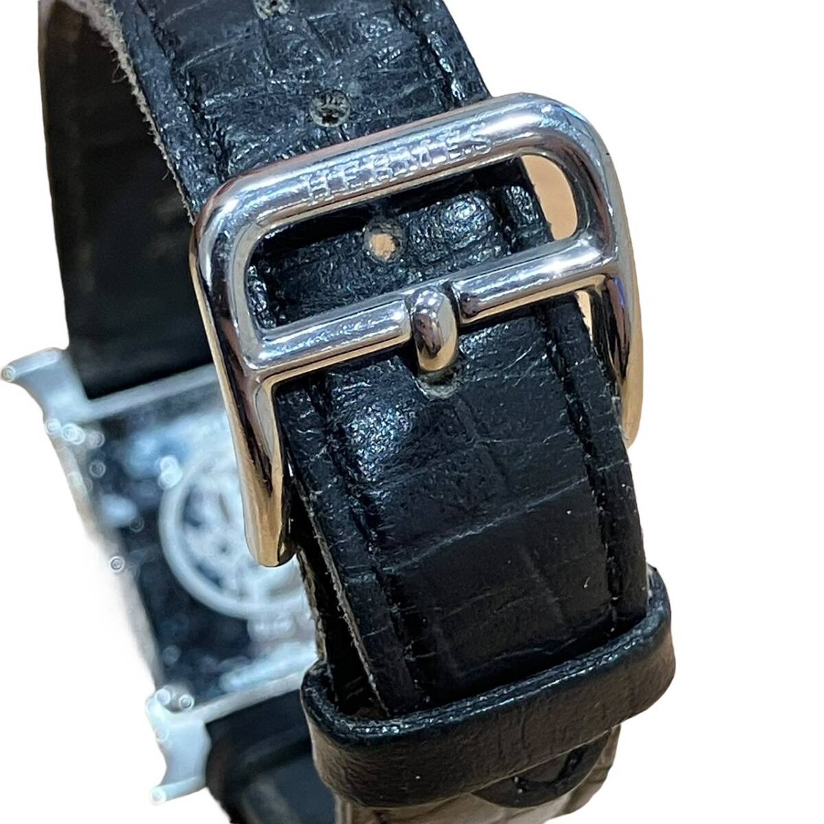 HERMES エルメス Hウォッチ クオーツ HH1.210 SS レディース 白文字盤 社外ベルト 腕時計の画像5