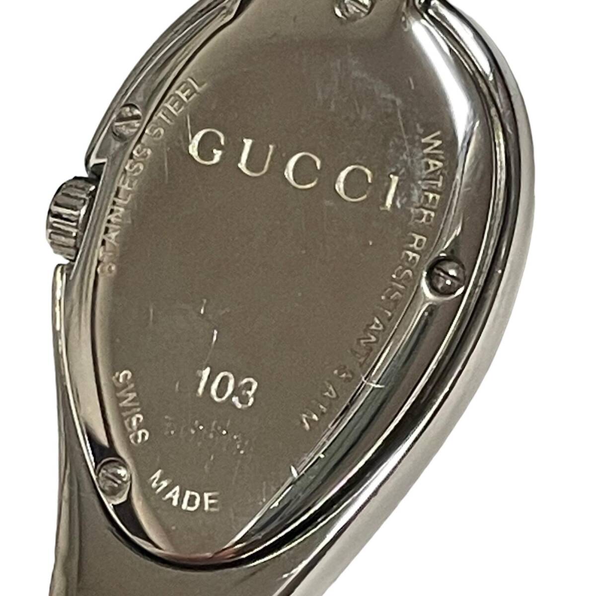 GUCCI Gucci шланг bit браслет часы серебряный женский 103 черный циферблат 