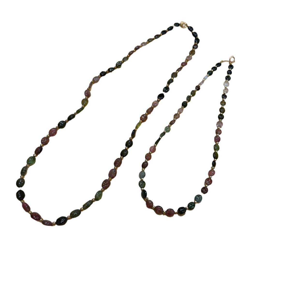  No-brand necklace catch K18 tourmaline necklace 2 point set 