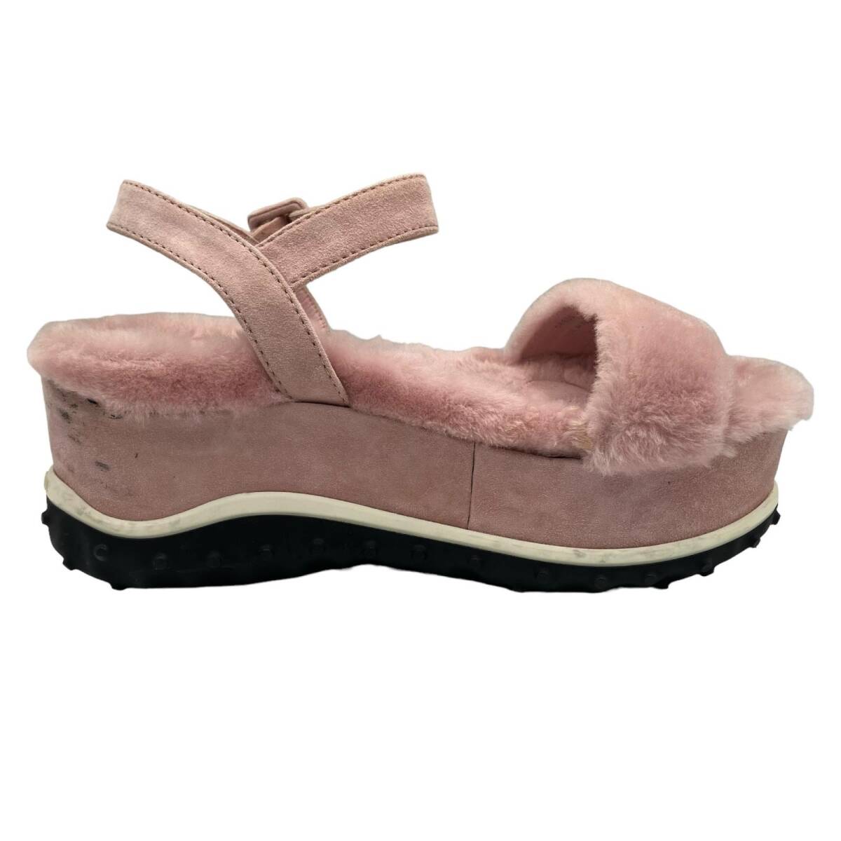 MIUMIU MiuMiu espadrille sandals Wedge sole ankle strap fake fur pink series size 38 half 