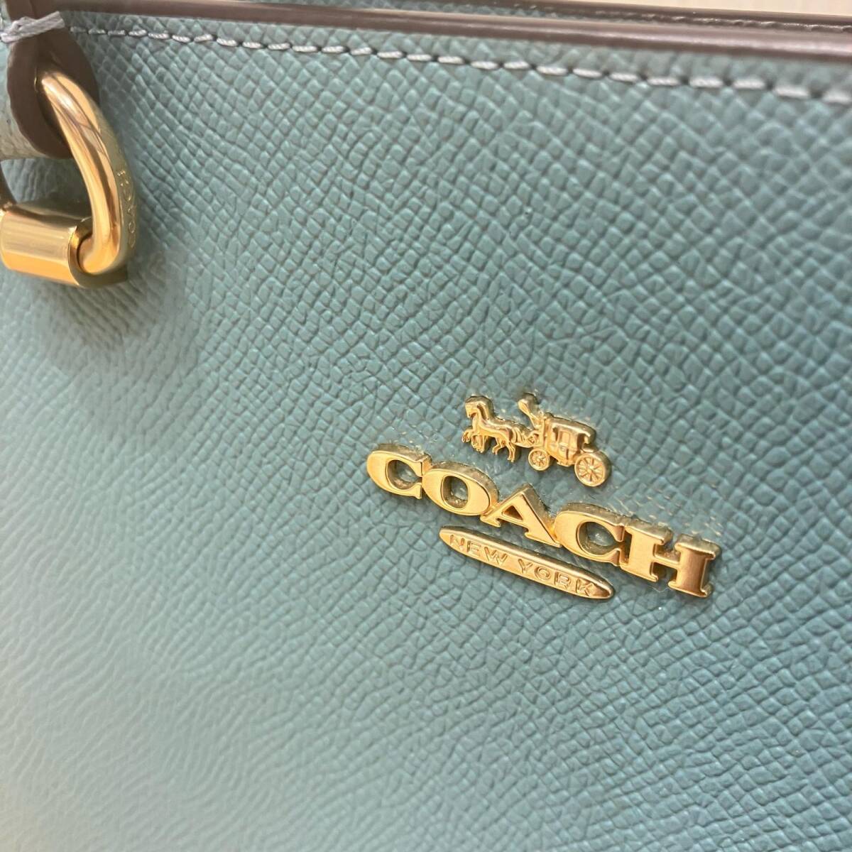 COACH コーチ ハンドバッグ ショルダーバッグ アリス サッチェル レザー 2WAY クロスボディブルーグリーン系 ハンドバッグ 2way_画像6