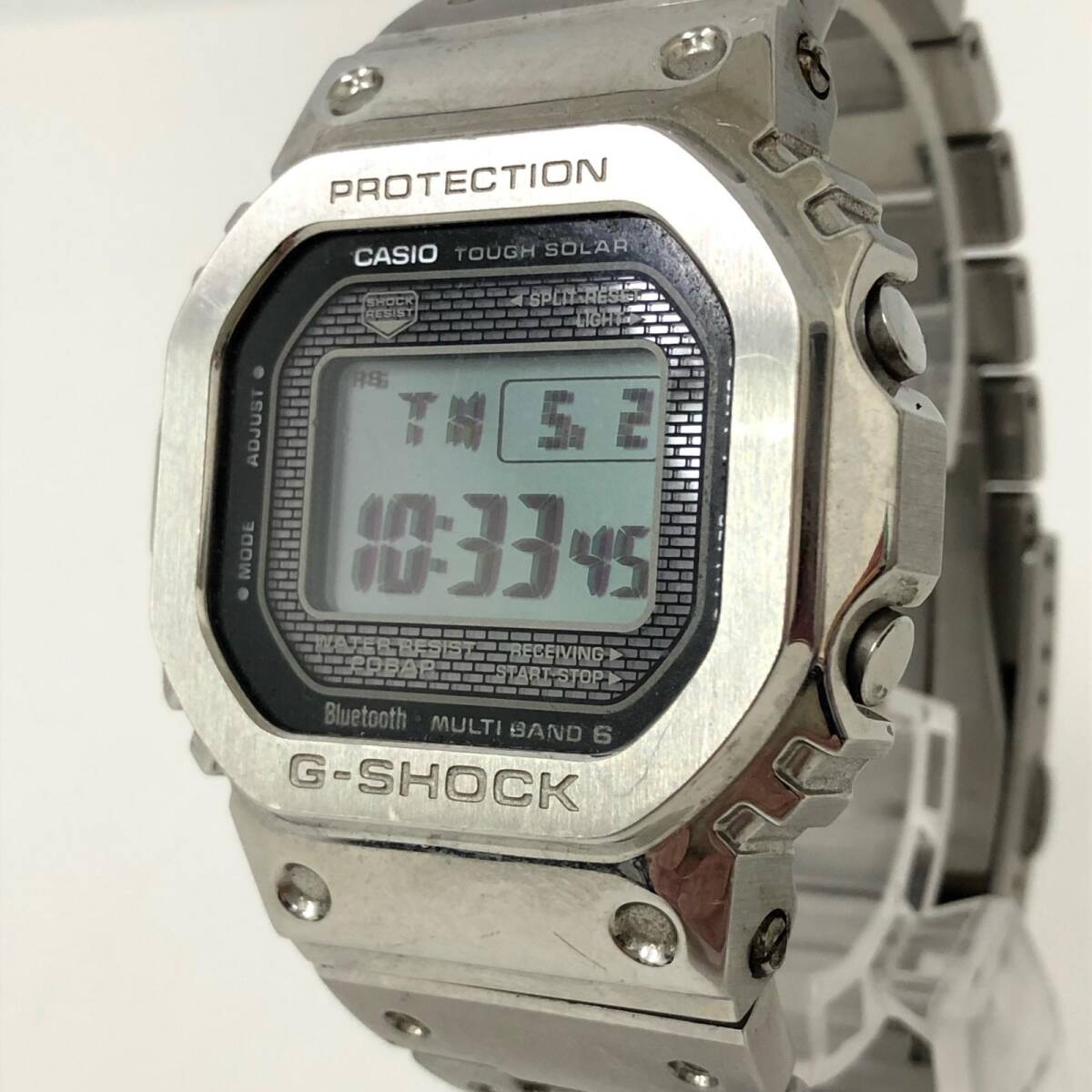 カシオ G-SHOCK 腕時計 GMW-B5000D-1JF 電波受信 電波ソーラー マルチバンド6 Bluetooth搭載 メタルバンド シルバーカラー 稼働品_画像4