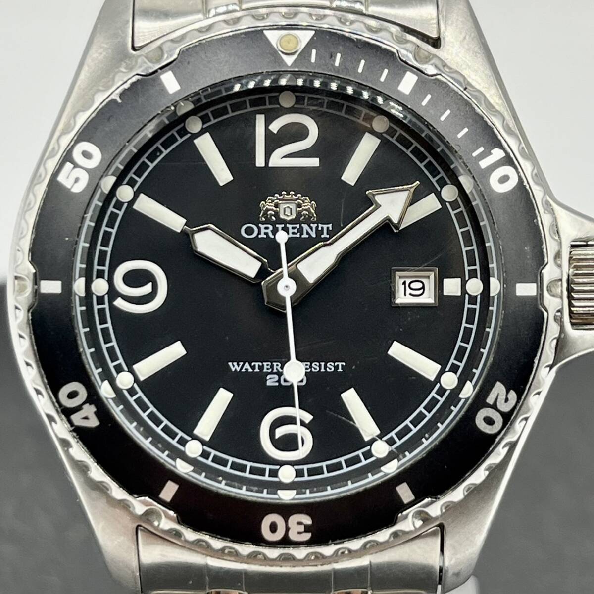 ORIENT オリエント UN7G-CO WATER RESIST 200 黒文字盤 回転ベゼル 腕時計 メンズ_画像3