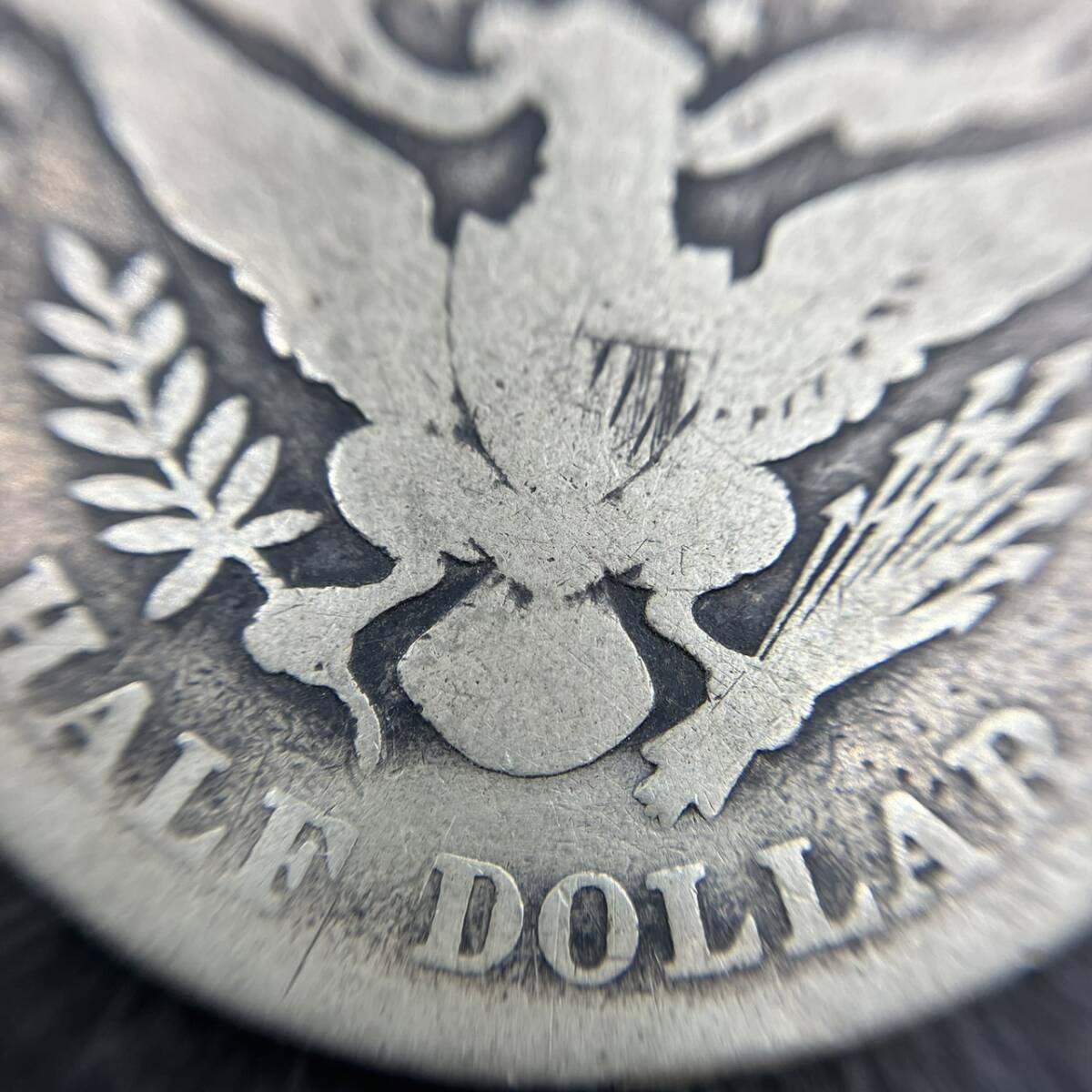 アメリカ銀貨バーバー ハーフダラー 50セント 1/2ドル 1913年 約11.4ｇ アンティークコイン コレクション_画像7