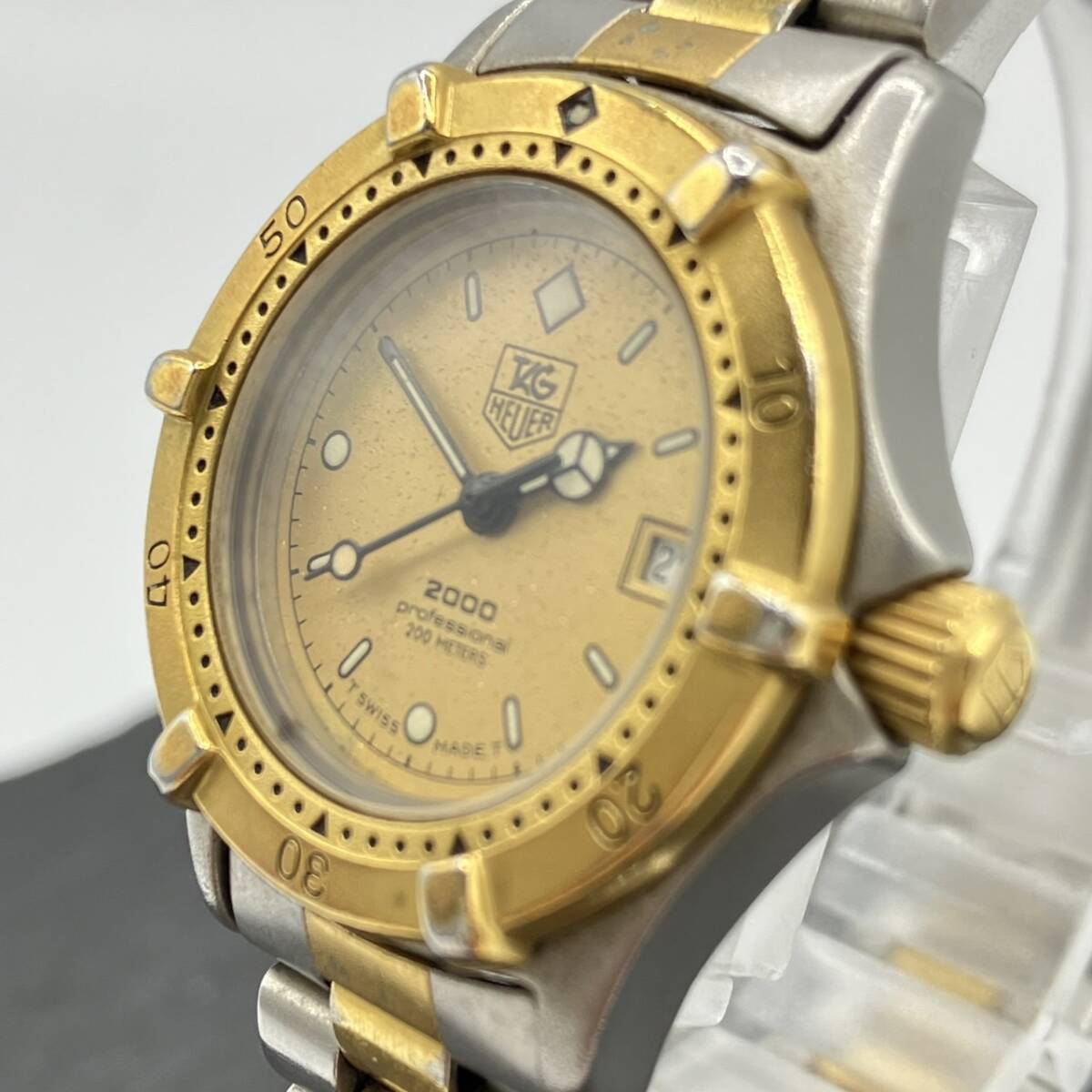 TAG HEUER タグホイヤー PROFESSIONAL プロフェッショナル 2000シリーズ SS×GP ゴールド文字盤 レディース腕時計 クォーツ稼働品 964.008_画像3