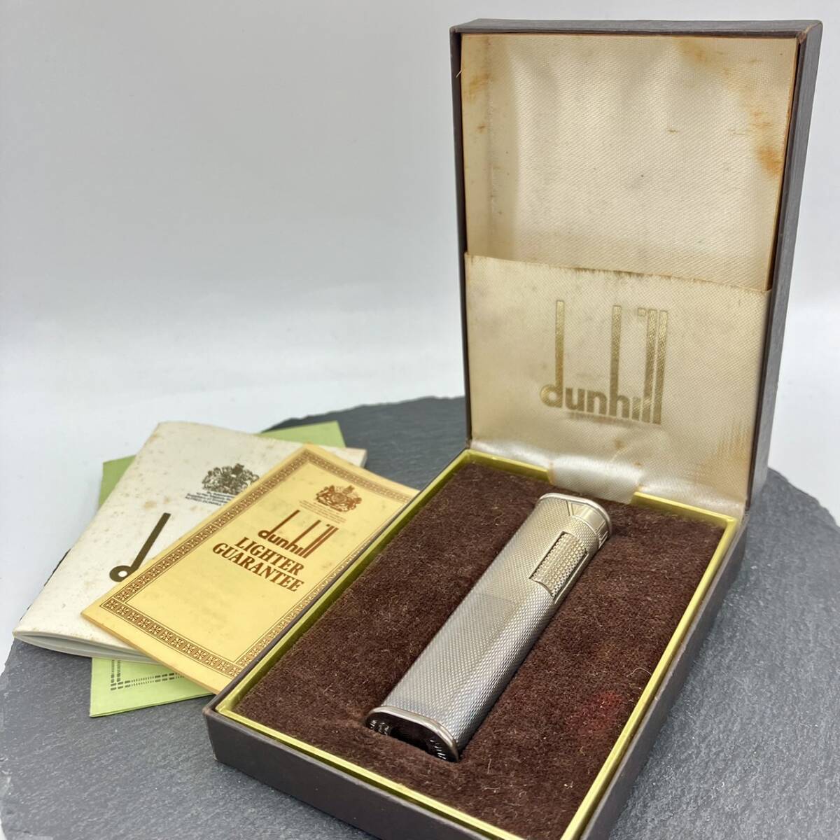 Dunhill ダンヒル ローラー ガス ライター シルバーカラー 箱付 No.3910750/235456 ※着火未確認_画像1