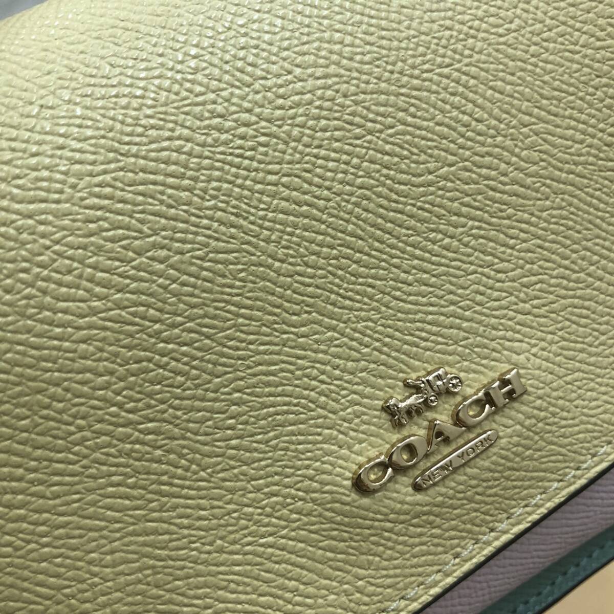 COACH コーチ ミニショルダーバッグ マルチカラー A2178　6422 レザー ショルダーバッグ 　カラフル　イエロー　2WAY　ウエストバッグ_画像8