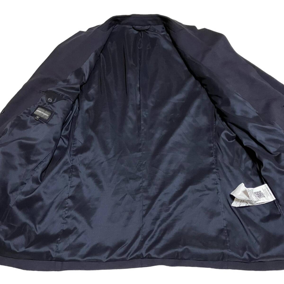 Emporio Armani エンポリオアルマーニ ジャケット イージーパンツ セットアップ スーツ レーヨン ネイビー系 メンズ サイズ52_画像7