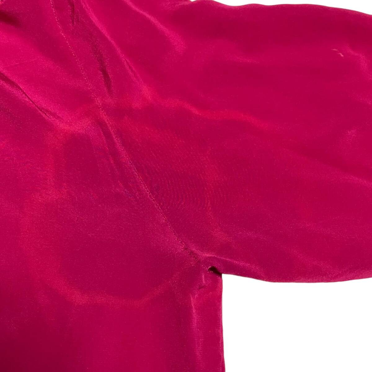 Dior ディオール 長袖 プリーツ ブラウス リボンデザイン ボータイ シルク ピンク系 レディース Mサイズ ※シミ有_画像9