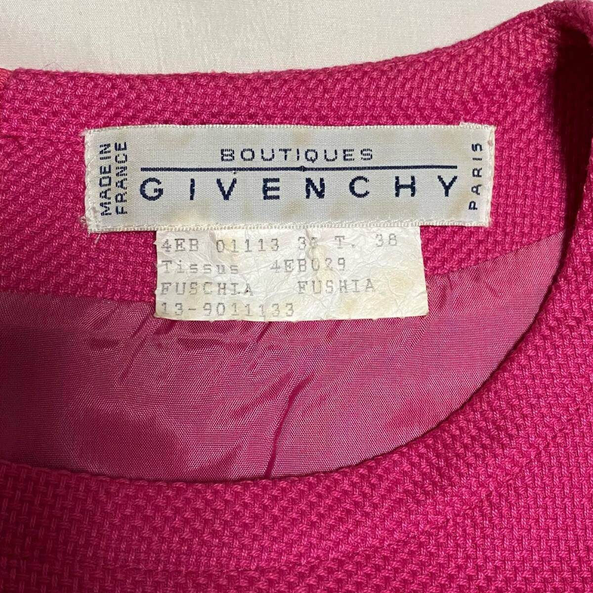 Givenchy ジバンシー ワンピース 半袖 肩パット入り プリーツ コットン ピンク系 レディース 38_画像7