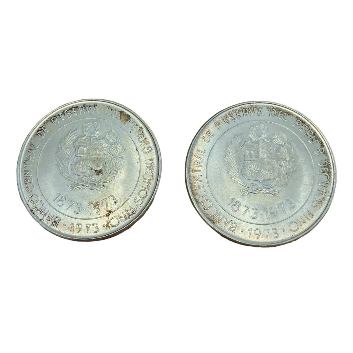 日本ペルー修好100周年記念銀貨 100ソル ペルー銀貨 1873-1973 【2枚】 コイン_画像1