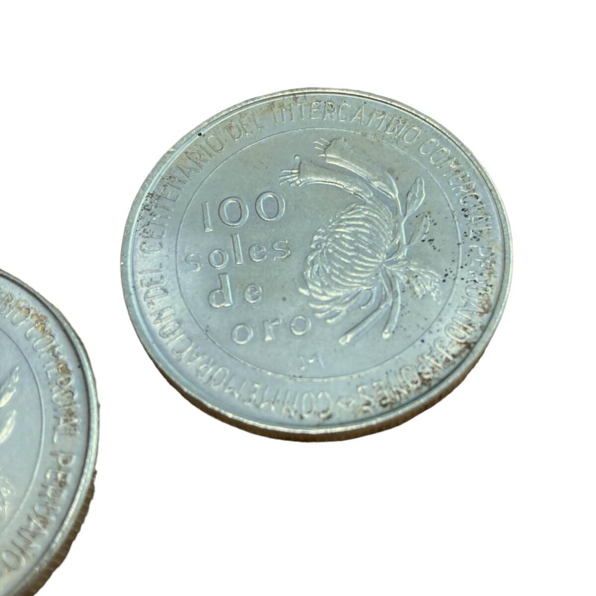 日本ペルー修好100周年記念銀貨 100ソル ペルー銀貨 1873-1973 【2枚】 コイン_画像3