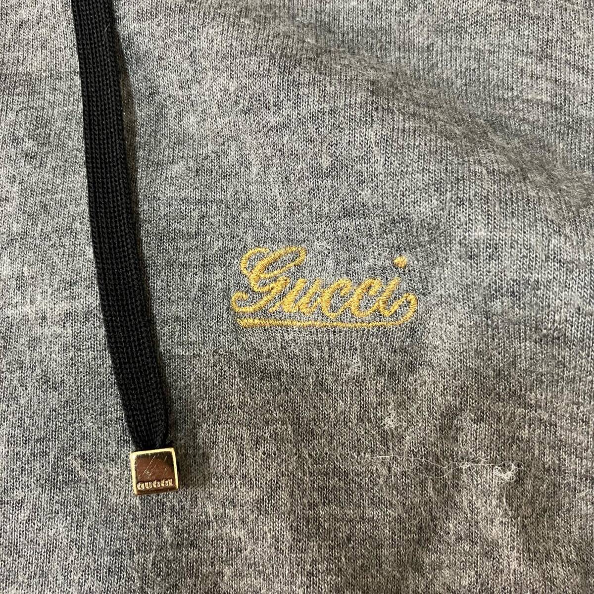 GUCCI グッチ ジップアップパーカー 長袖 裏地GG柄 シェリーラインジップ グレー系 コットン レディース Sサイズ_画像8