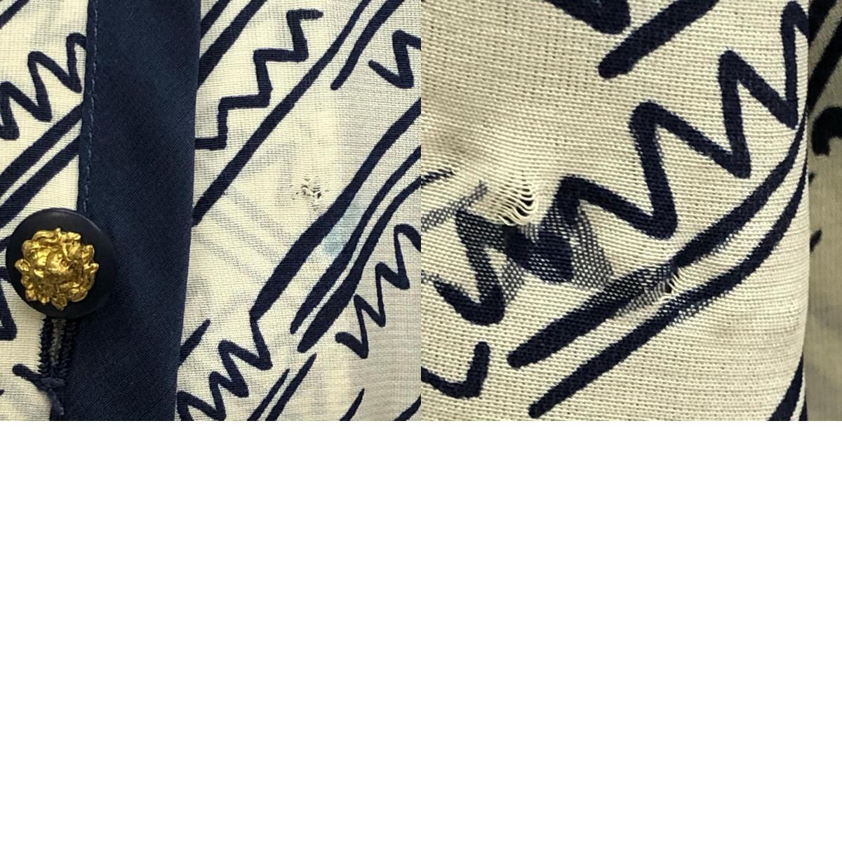 1 иен Chanel btik длинный One-piece белый × темно-синий лев кнопка шелк 23336