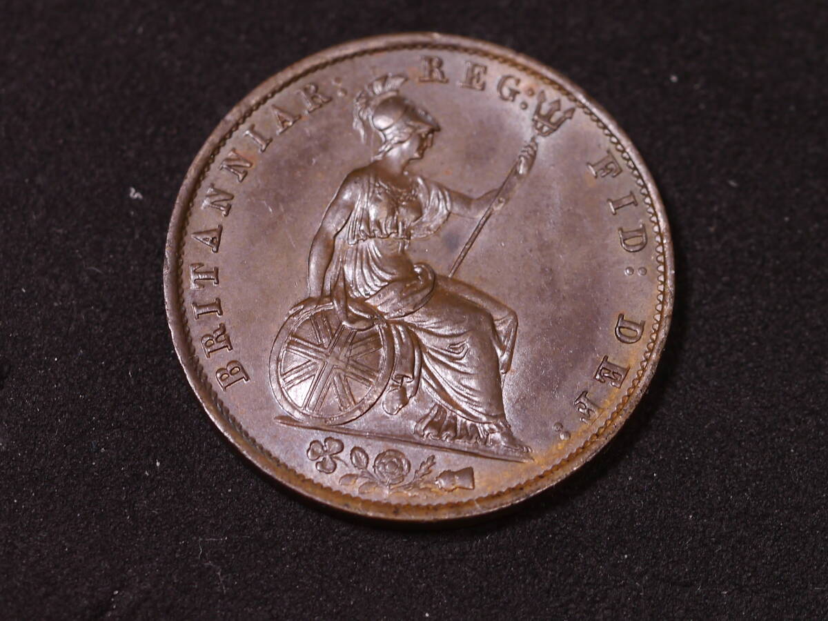 イギリス・ヴィクトリア・ハーフペニー銅貨 1855年 未使用〜極美＋  の画像2