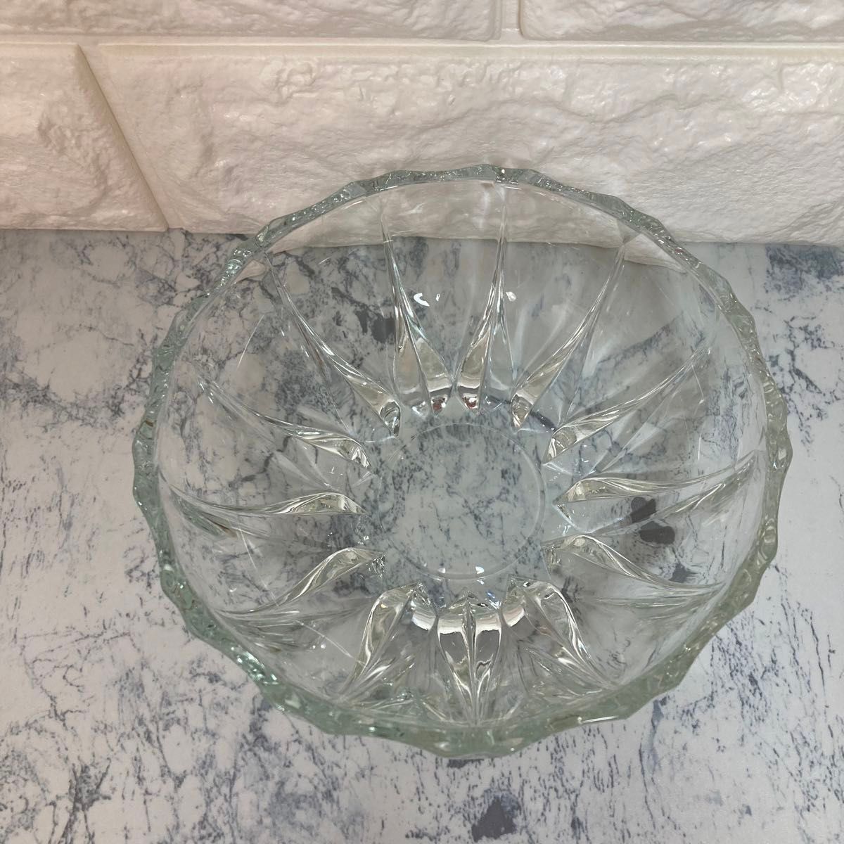 ミニ クリア ガラス皿 模様 ボウル 器 透明 昭和レトロ ヴィンテージ  深皿 鉢 カットガラス