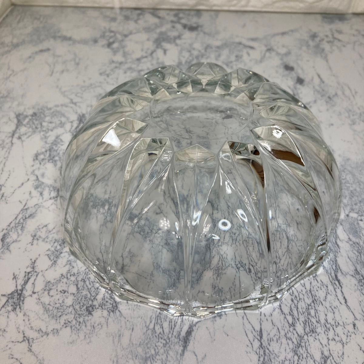 ミニ クリア ガラス皿 模様 ボウル 器 透明 昭和レトロ ヴィンテージ  深皿 鉢 カットガラス