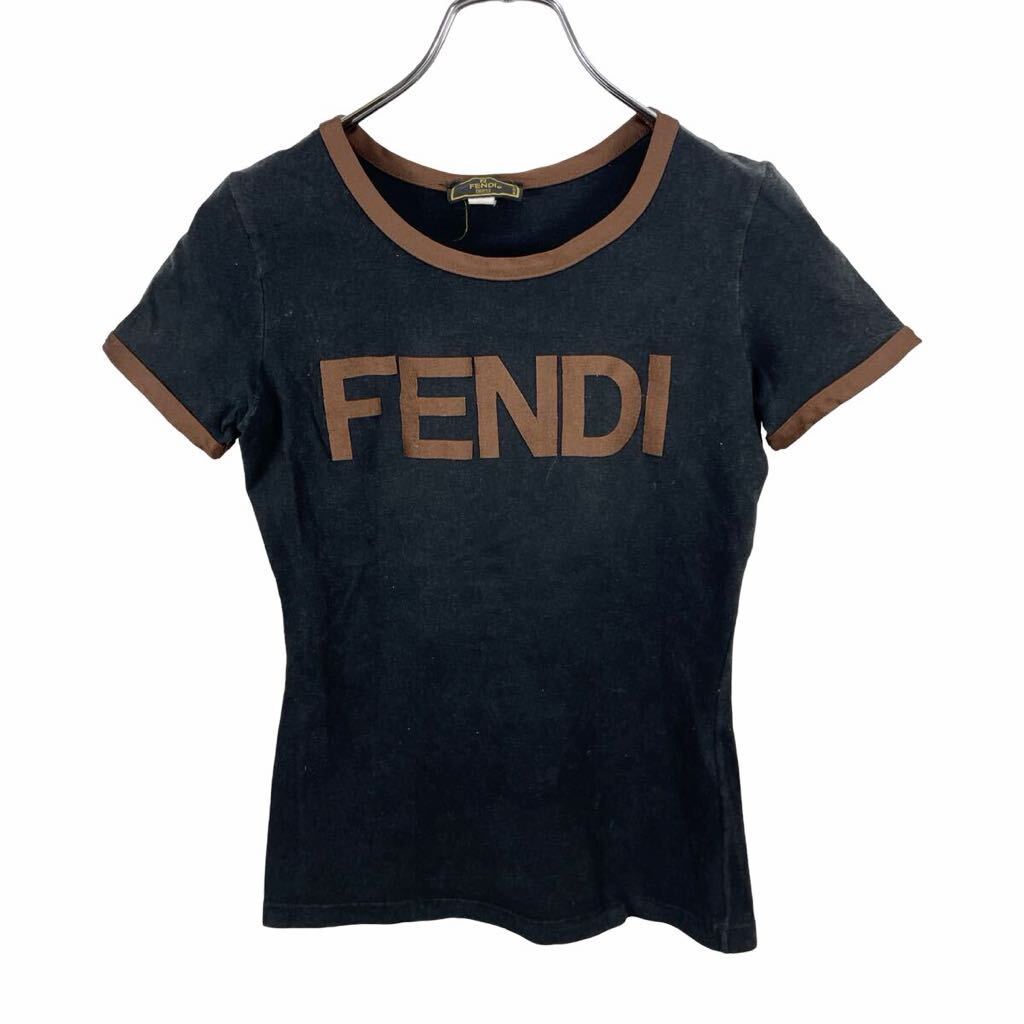 Vintage FENDI ヴィンテージ　フェンディ　レディース　ブラック　半袖 Tシャツ カットソー_画像1